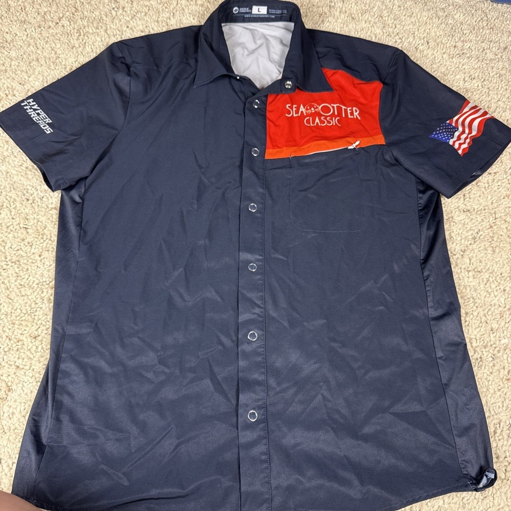 Sea Otter Classic Hyperthreads Cycling Pit Shirt Men L Snap Button - Picture 2 of 7